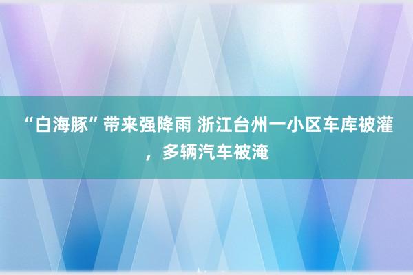 “白海豚”带来强降雨 浙江台州一小区车库被灌，多辆汽车被淹