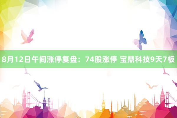 8月12日午间涨停复盘：74股涨停 宝鼎科技9天7板