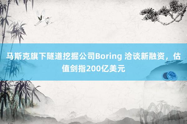 马斯克旗下隧道挖掘公司Boring 洽谈新融资，估值剑指200亿美元