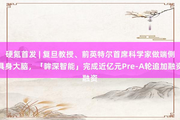 硬氪首发 | 复旦教授、前英特尔首席科学家做端侧具身大脑，「眸深智能」完成近亿元Pre-A轮追加融资