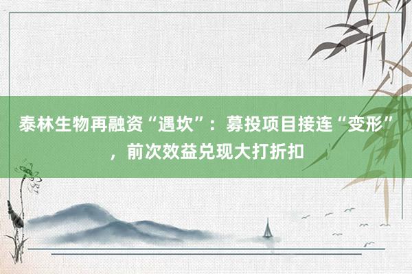 泰林生物再融资“遇坎”：募投项目接连“变形”，前次效益兑现大打折扣