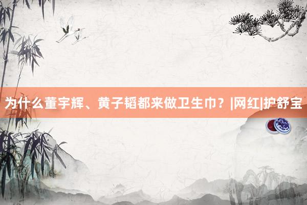 为什么董宇辉、黄子韬都来做卫生巾？|网红|护舒宝